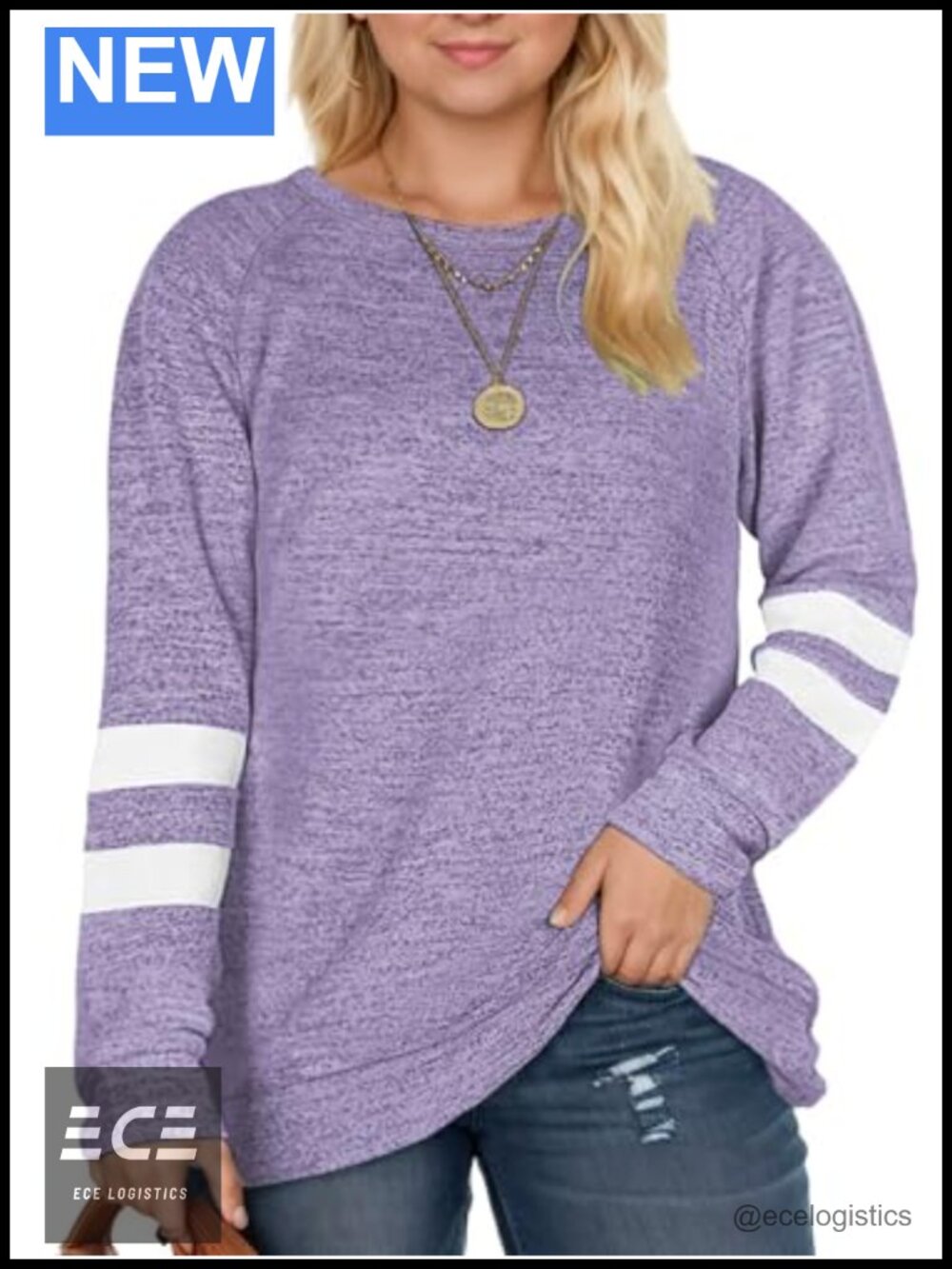 Plus Size Tunic Sweatshirt Long Sleeve Crewneck Loose Pullover Top